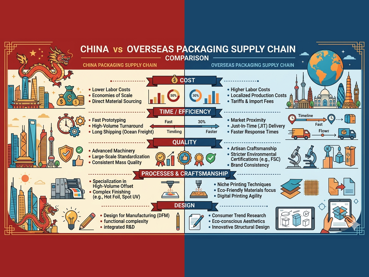 Domestic vs. Overseas Packaging Supply Chains 2026: Cost, Lead Time, Quality &amp; Design